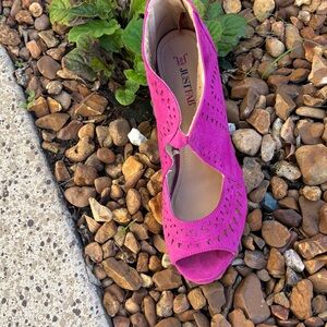 JustFab Fuchsia Peep-Toe 5” Heels 9M Worn 1x Baddie Mob Wife